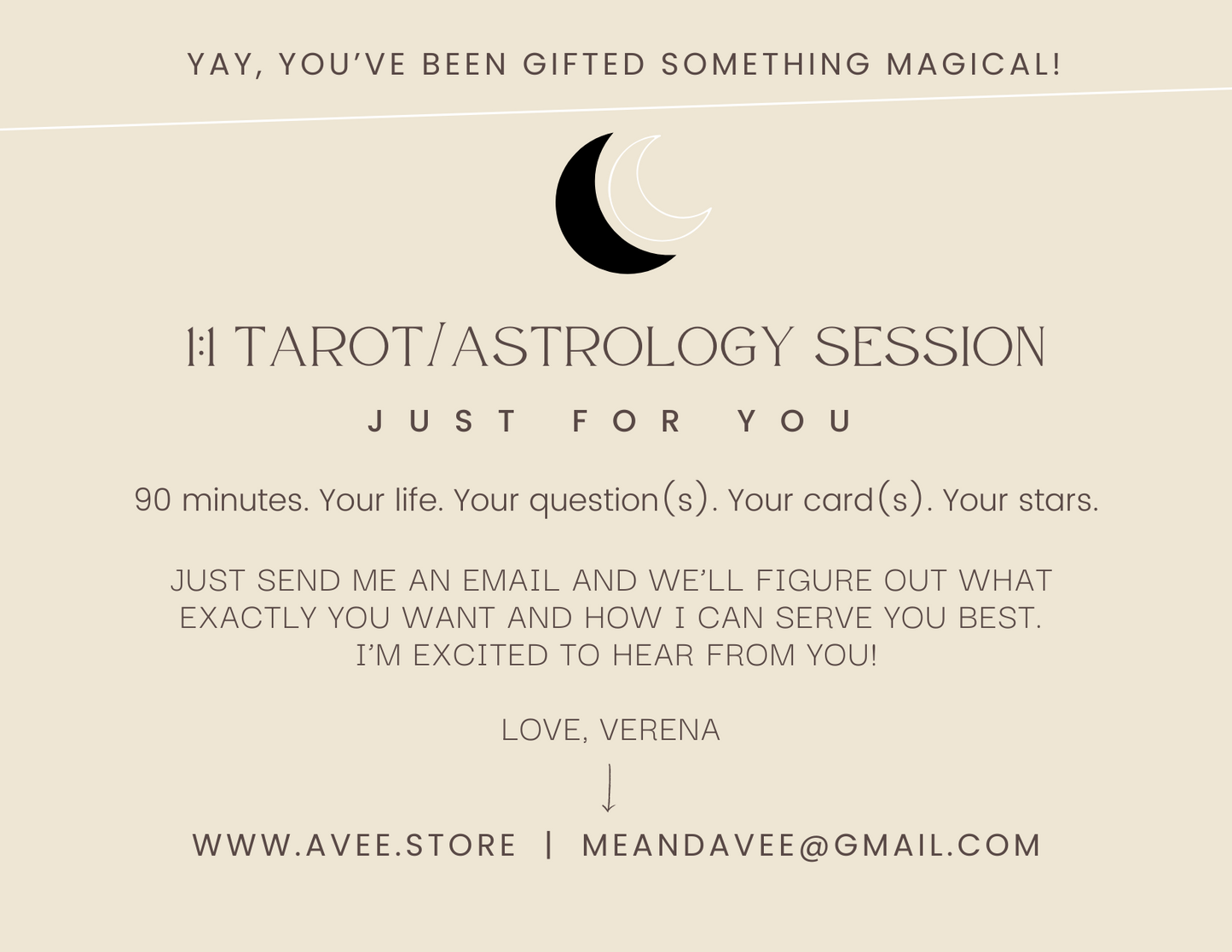 Tarot/Astrology Full Session Gift Certificate