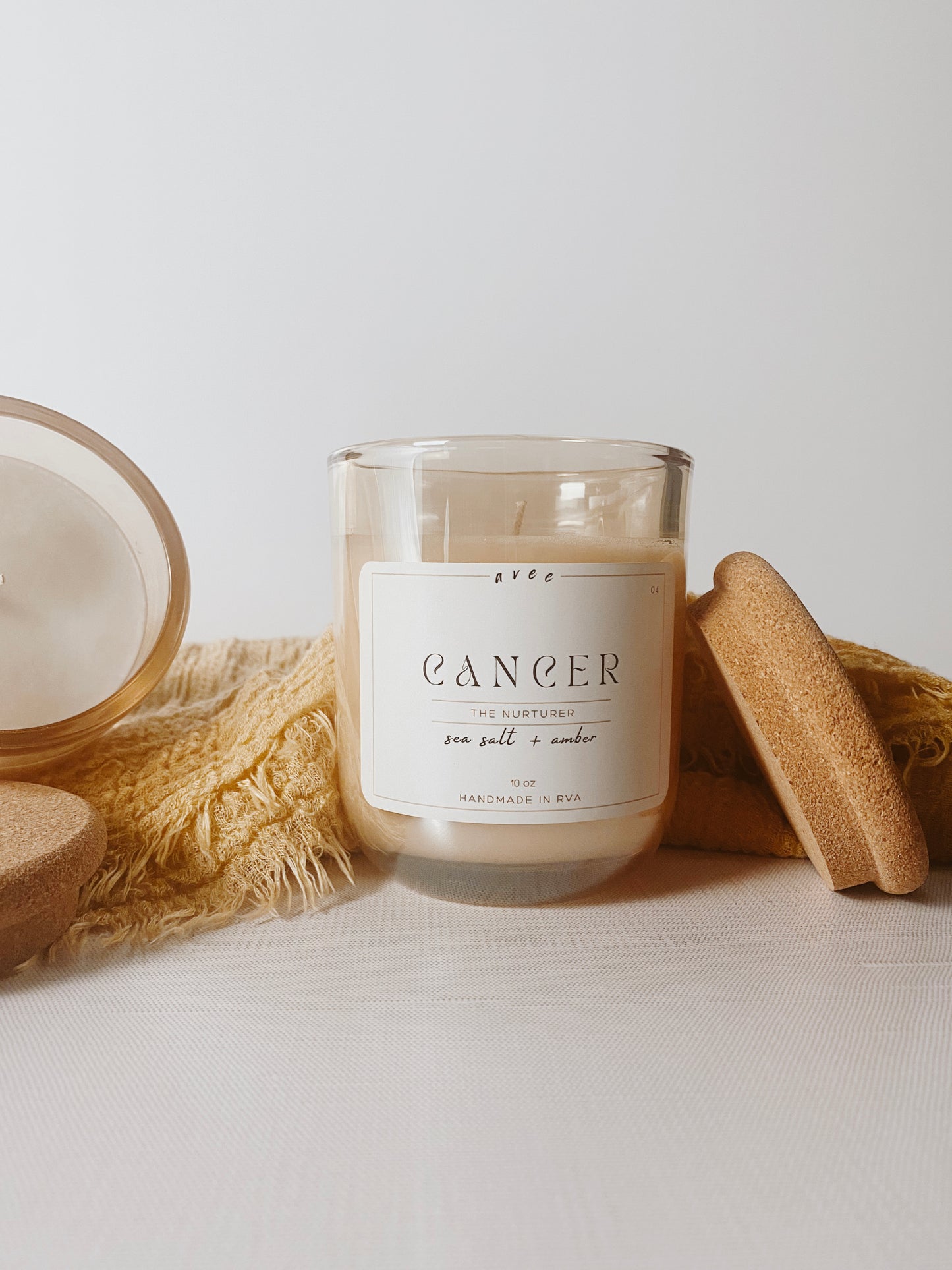 cancer avee golden glass candle - 10oz