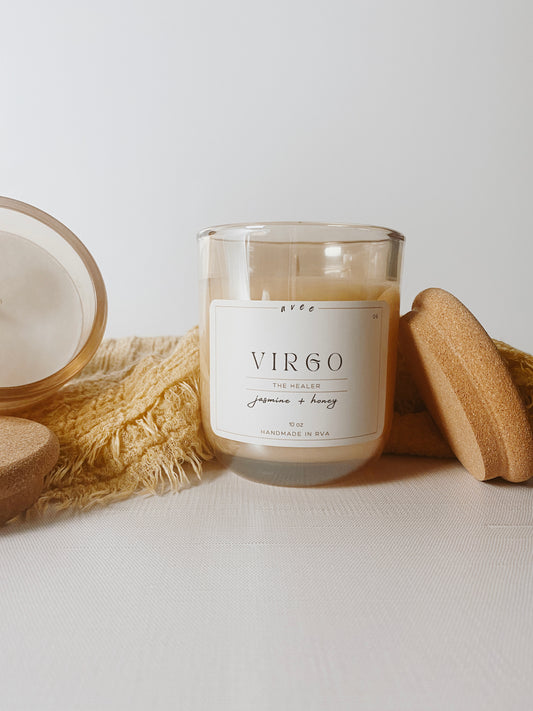 virgo avee golden glass candle - 10oz